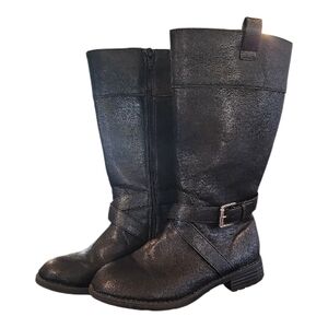 Girls Size 2 Black Leather Knee-High Boots